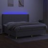 vidaXL Posteľ boxsping s matracom a LED bledosivá 200x200 cm látka