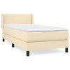 vidaXL Posteľný rám boxspring s matracom krémový 90x190 cm látka