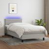 vidaXL Posteľ boxsping s matracom a LED bledosivá 90x190 cm látka