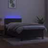 vidaXL Posteľ boxsping s matracom a LED tmavosivá 90x200 cm zamat