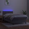 vidaXL Posteľ boxsping s matracom a LED bledosivá 90x200 cm zamat