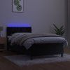 vidaXL Posteľ boxsping s matracom a LED čierna 90x200 cm zamat