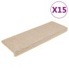 vidaXL Samolepiace nášľapy na schody sisal 15 ks 65x21x4 cm krémové