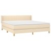 vidaXL Posteľný rám boxspring s matracom krémový 180x200 cm látka