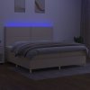 vidaXL Posteľ boxsping s matracom a LED krémová 200x200 cm látka