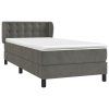 vidaXL Posteľný rám boxspring s matracom tmavosivý 90x200 cm zamat