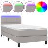 vidaXL Posteľ boxsping s matracom a LED bledosivá 100x200 cm látka