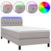 vidaXL Posteľ boxsping s matracom a LED bledosivá 90x200 cm látka