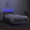 vidaXL Posteľ boxsping s matracom a LED bledosivá 90x200 cm látka