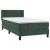 vidaXL Posteľný rám boxsping s matracom tmavozelený 100x200 cm zamat