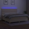 vidaXL Posteľ boxsping s matracom a LED krémová 200x200 cm látka