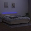 vidaXL Posteľ boxsping s matracom a LED krémová 180x200 cm látka