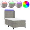 vidaXL Posteľ boxsping s matracom a LED bledosivá 90x190 cm zamat