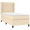 vidaXL Posteľný rám boxspring s matracom krémový 90x190 cm látka