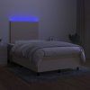 vidaXL Posteľ boxsping s matracom a LED krémová 120x200 cm látka