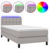vidaXL Posteľ boxsping s matracom a LED bledosivá 90x190 cm látka