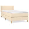 vidaXL Posteľný rám boxspring s matracom krémový 90x190 cm látka