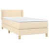 vidaXL Posteľný rám boxspring s matracom krémový 90x190 cm látka