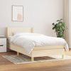 vidaXL Posteľný rám boxspring s matracom krémový 90x190 cm látka