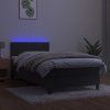 vidaXL Posteľ boxsping s matracom a LED tmavosivá 90x200 cm zamat