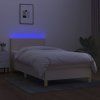 vidaXL Posteľ boxsping s matracom a LED krémová 80x200 cm látka