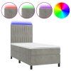 vidaXL Posteľ boxsping s matracom a LED bledosivá 90x200 cm zamat