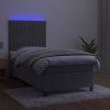 vidaXL Posteľ boxsping s matracom a LED bledosivá 90x200 cm zamat