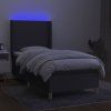 vidaXL Posteľ boxsping s matracom a LED tmavosivá 100x200 cm látka