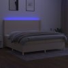vidaXL Posteľ boxsping s matracom a LED krémová 200x200 cm látka