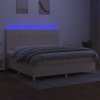 vidaXL Posteľ boxsping s matracom a LED krémová 200x200 cm látka