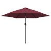 vidaXL Záhradný slnečník s LED, oceľová tyč 300 cm, bordový
