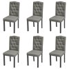 vidaXL Jedálenské stoličky 6 ks, sivé, látka