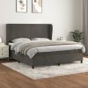 vidaXL Posteľný rám boxspring s matracom tmavosivý 160x200 cm zamat