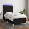 vidaXL Posteľ boxsping s matracom a LED čierna 90x200 cm látka