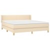 vidaXL Posteľný rám boxspring s matracom krémový 160x200 cm látka