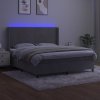 vidaXL Posteľ boxsping s matracom a LED bledosivá 160x200 cm zamat