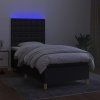vidaXL Posteľ boxsping s matracom a LED čierna 90x190 cm látka