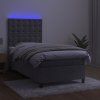 vidaXL Posteľ boxsping s matracom a LED bledosivá 90x200 cm zamat