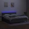 vidaXL Posteľ boxsping s matracom a LED tmavosivá 180x200 cm látka