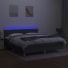 vidaXL Posteľ boxsping s matracom a LED tmavosivá 180x200 cm látka