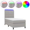 vidaXL Posteľ boxsping s matracom a LED bledosivá 90x200 cm látka