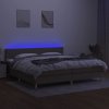 vidaXL Posteľ boxsping s matracom a LED sivohnedá 200x200 cm látka