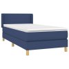 vidaXL Posteľný rám boxspring s matracom modrý 90x190 cm látka