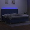 vidaXL Posteľ boxsping s matracom a LED modrá 200x200 cm látka