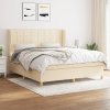 vidaXL Posteľný rám boxspring s matracom krémový 180x200 cm látka