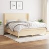 vidaXL Posteľný rám boxspring s matracom krémový 180x200 cm látka