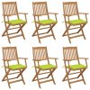 vidaXL Skladacie záhradné stoličky so sedákmi 6 ks akáciový masív