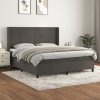 vidaXL Posteľný rám boxspring s matracom tmavosivý 180x200 cm zamat