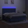 vidaXL Posteľ boxsping s matracom a LED modrá 180x200 cm látka