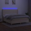vidaXL Posteľ boxsping s matracom a LED krémová 180x200 cm látka